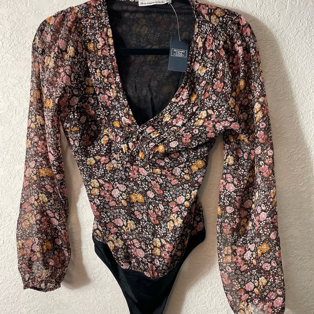 Abercrombie & Fitch Floral Bodysuit - Pink, Yellow, Black